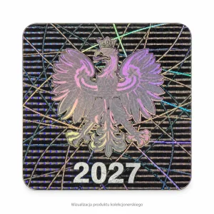 Hologram szkolny 2027, wzór A, z motywem orła na białym tle – wizualizacja.