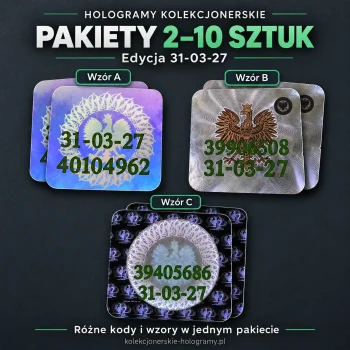 Hologramy kolekcjonerskie 31-03-27 – pakiety 2–10 sztuk, wzory A, B i C